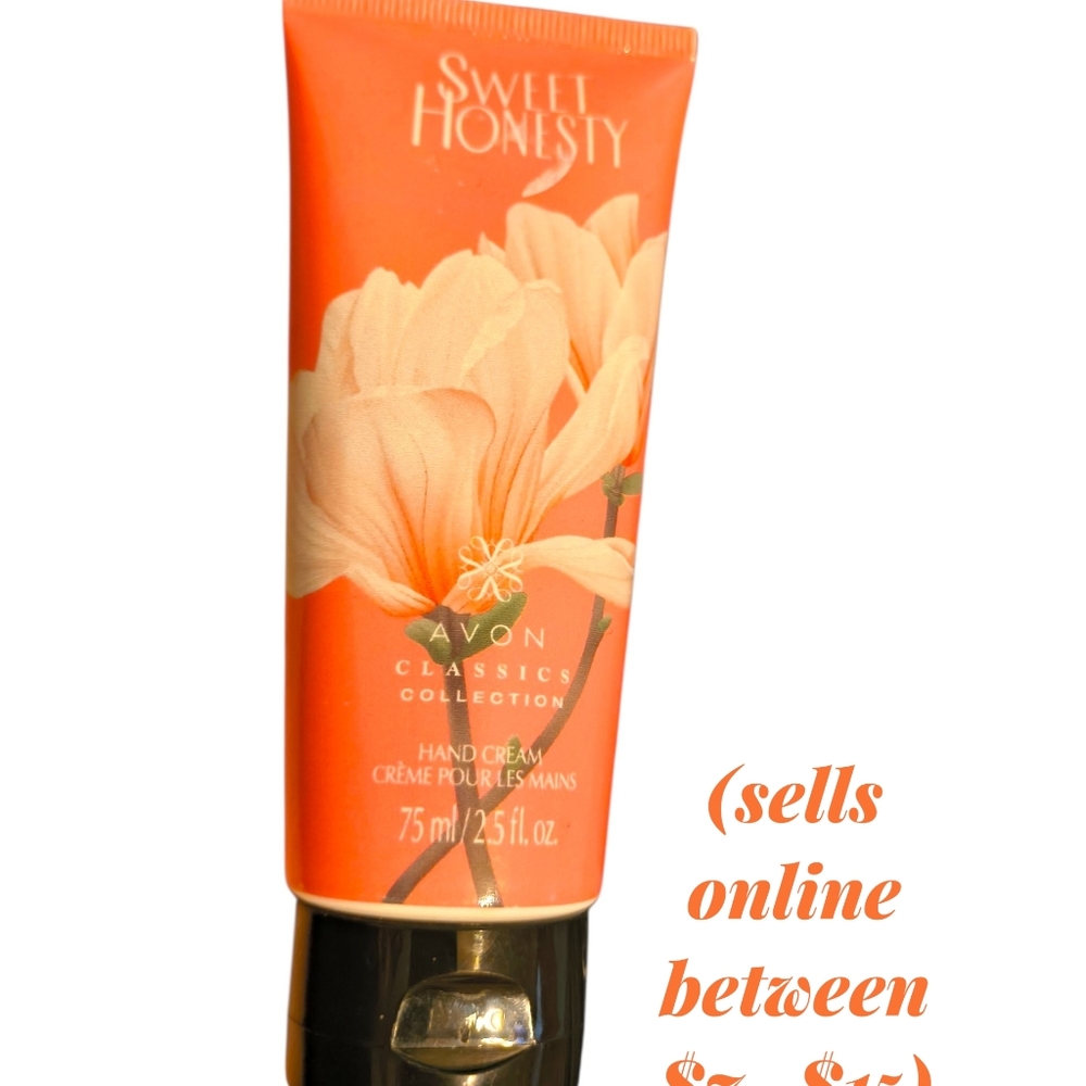 Avon Sweet Honesty Hand Cream - Orange and Cream Floral Tube